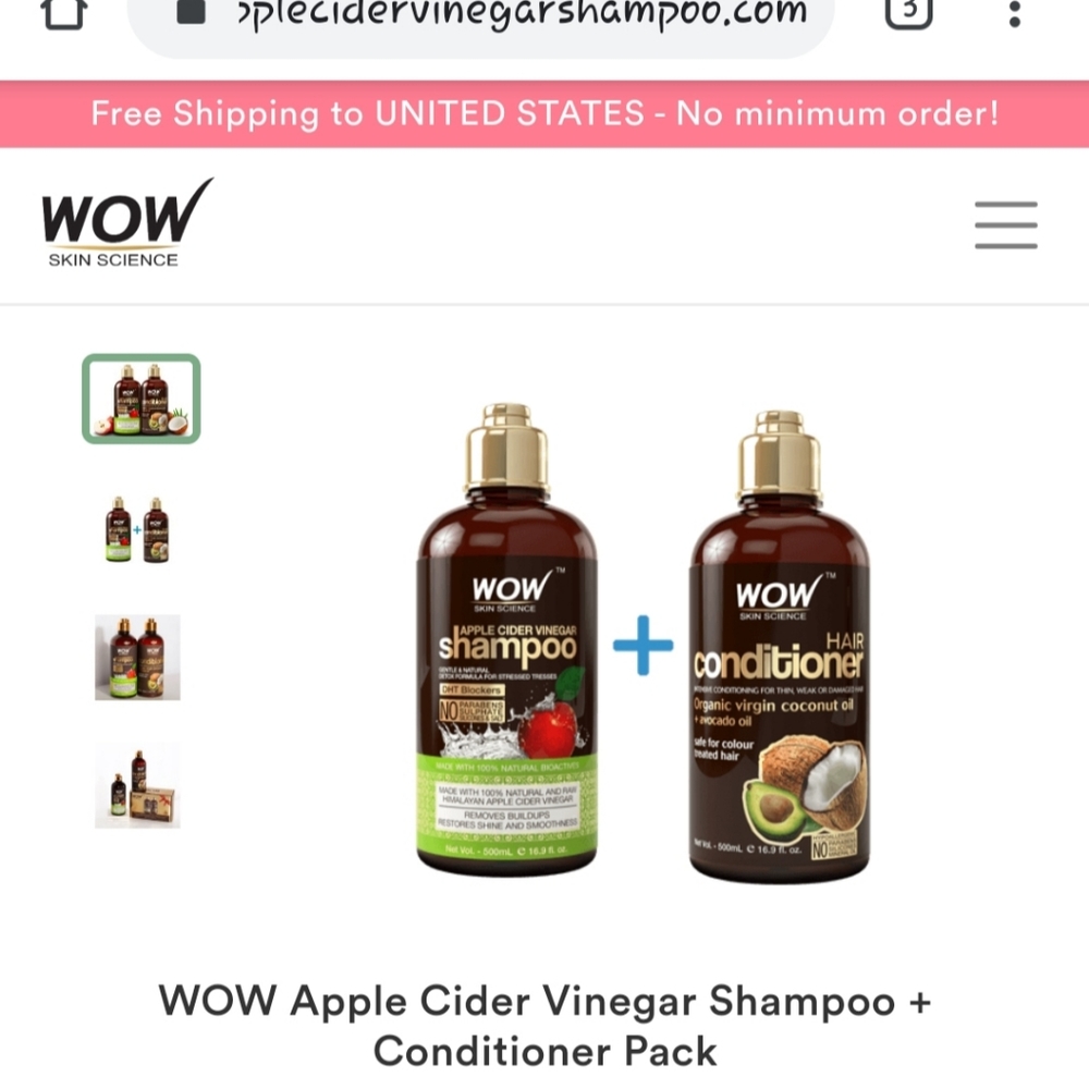 WOW Apple Cider Vinegar Shampoo and conditioner